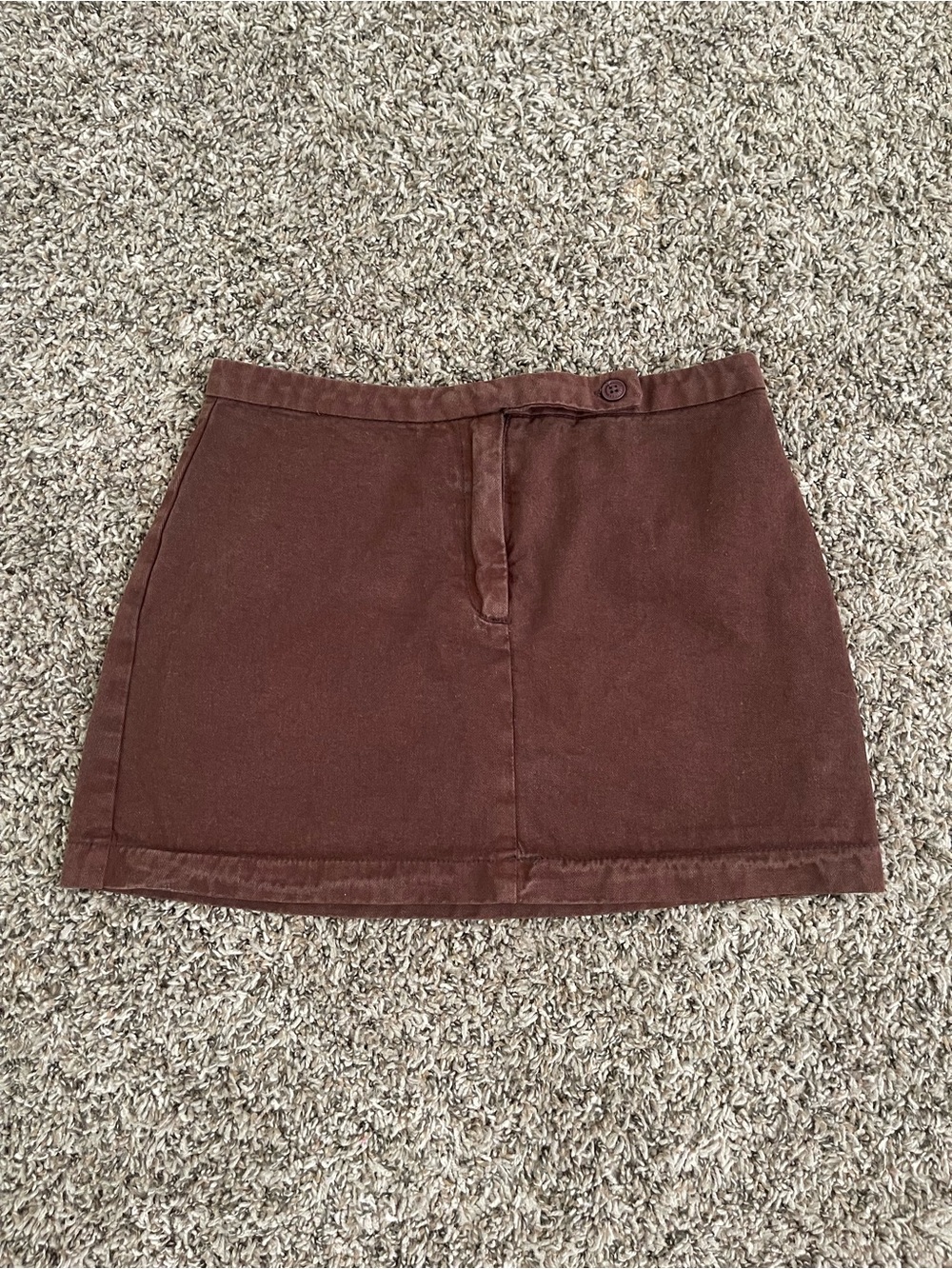 John Galt Brandy Melville Brown Denim Mini Skirt Size S Small Cotton Mid Rise - Picture 1 of 12